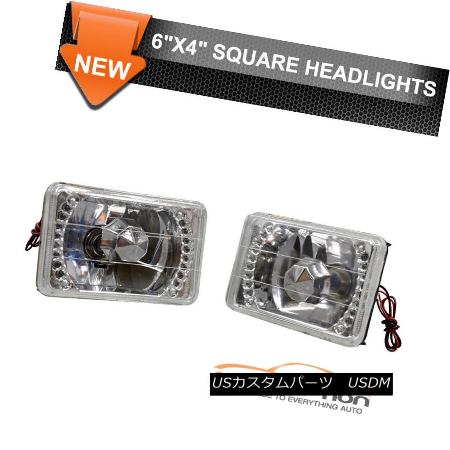 ヘッドライト Fits: 公式 Chrome Crystal Pontiac 4X6 Inch LED Headlights フィット：クロムクリスタルポンティアック4X6インチLED密閉ビームスクエアヘッドライトランプ Lamps Sealed Square Beam 優先配送
