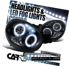 ヘッドライト For 02-03 Subaru Impreza Black Halo Projector Headlights+8-LED Fog Bumper Lamp 02-03スバルインプレッサブラックハロープロジェクターヘッドライト+ 8-L ED Fogバンパーランプ