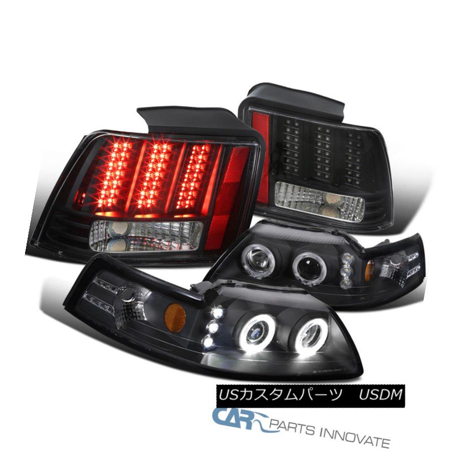 Car Truck Tail Lights 99 04 Ford Mustang Black Headlights Red