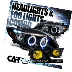 ヘッドライト For 09-10 Toyota Corolla Black Halo Projector Headlights+Yellow Fog Bumper Lamps 09-10 Toyota Corolla Black Haloプロジェクターヘッドライト+ Yel 低霧バンパーランプ