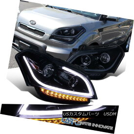 ヘッドライト For 10-11 Kia Soul Glossy Black Projector Headlights Headlamps+LED DRL Signal 10-11キアソウルグロッシーブラックプロジェクターヘッドライトヘッドランプ+ LED DRL信号用