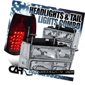 ヘッドライト 94-98 Sierra Chrome Clear Headlights+Bumper Corner Lamps+Red/Moke LED Tail Lamps 94-98 Sierra Chromeクリアヘッドライト+ Bum /コーナーランプ+レッド/モークLEDテールランプ 【並行輸入品】