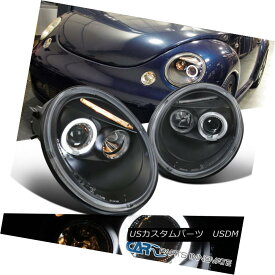 ヘッドライト For VW 98-05 Beetle Halo Projector LED Headlights Head Lamps Black Left+Right VW 98-05用ビートルハロープロジェクターLEDヘッドライトヘッドランプブラック左+右