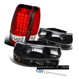 ヘッドライト Chevy 99-02 Silverado Black Headlights+Bumper w/ Signal+Red/Clear LED Tail Lamps シボレー99-02 Silveradoブラックヘッドライト+ブーン 信号/レッド/クリー ar LEDテールランプ