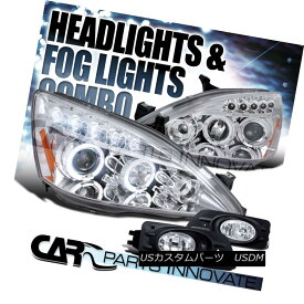 ヘッドライト For 06-07 Accord 4Dr Clear Halo LED Projector Headlights+Clear Fog Bumper Lamps 06-07 Accord 4Dr Clear Halo LEDプロジェクターヘッドライト+ Cle ar Fogバンパーランプ