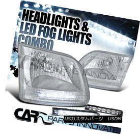 ヘッドライト Ford 97-02 F150 Expedition Chrome Clear LED DRL Headlights+6-LED Fog Lamps フォード97-02 F150遠征クロームクリアLED DRLヘッドライト+ 6-L EDフォグランプ