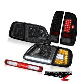 ヘッドライト 97-03 F150 Lariat Graphite Smoke Headlamps Red Roof Cab Lamp Tail Brake Lamps 97-03 F150ラリアットグラファイトスモークヘッドランプレッドルーフキャブランプテールブレーキランプ