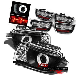 ヘッドライト Chevy 10-13 Camaro Black CCFL Angel Eye Halo Projector Headlight+SMD Tail Lamp シボレー10-13カマロブラックCCFLエンジェルアイハロープロジェクターヘッドライト+ SMDテールランプ