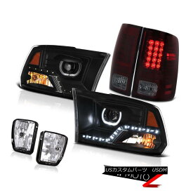 ヘッドライト 13-18 Dodge RAM 1500 Headlamp Chrome Fog Light Smokey Red Led Tail Lights PAIR 13-18ダッジRAM 1500ヘッドランプクロムフォグライトスモーキーレッドテールライトペア