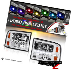 ヘッドライト [Bluetooth RGB Bulbs]99-04 Ford SuperDuty Chrome LED DRL Headlight Lamp Assembly [ブルートゥースRGB電球] 99-04フォードSuperDutyクロームLED DRLヘッドライトランプアセンブリ