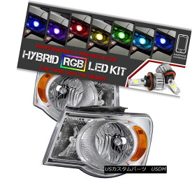 ヘッドライト [Bluetooth RGB LED Bulbs] 07-09 Chrysler Aspen Chrome Replacement Headlight Lamp [Bluetooth RGB LED電球] 07-09クライスラーアスペンクローム交換ヘッドライトランプ