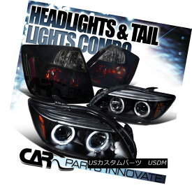 テールライト 05-10 Scion tC Black Halo LED Projector Headlights+Glossy Black Smoke Tail Lamp 05-10サイオンtCブラックハローLEDプロジェクターヘッドライト+グロー ssyブラックスモークテールランプ
