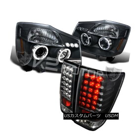 テールライト Black Halo Projector Headlights+LED Tail Lamps Combo For 04-13 Nissan Titan ブラックハロープロジェクターヘッドライト+ LEDテールランプコンボ（04-13日産）