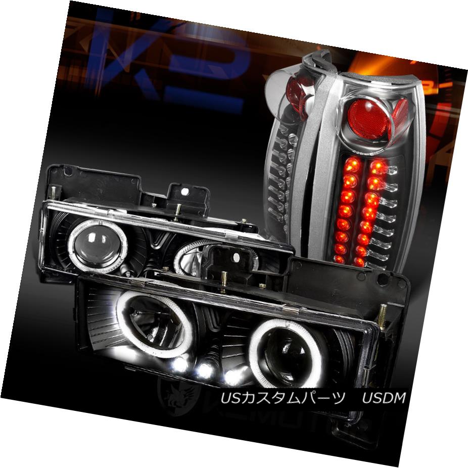 テールライト 88-98 Chevy C K Pickup Black Halo LED Projector Headlights Black LED Tail Lamps 88-98シボレーC   KピックアップブラックハローLEDプロジェクターヘッドライト  Bla  ck LEDテールランプ