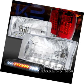 テールライト 99-04 F250 SD Clear LED DRL Headlights+Tinted 3rd Brake+Red/Clear LED Tail Lamps 99-04 F250 SDクリアLED DRLヘッドライト+錫 3番目のブレーキ+赤/クリーア r LEDテールランプ