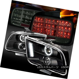テールライト 05-09 Mustang Black Projector Headlights+Smoke Sequential LED Signal Tail Lamps 05-09ムスタングブラックプロジェクターヘッドライト+スモーク ke連続LED信号テールランプ