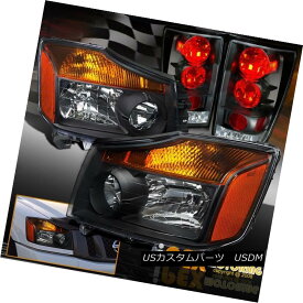 テールライト NEW For All 2004-2014 Nissan Titan Black Headlights &amp; Black Tail Lights Combo すべての2004?2014年の日産日産タイタンブラックヘッドライト＆amp; ブラックテールライトコンボ