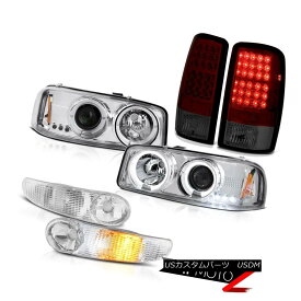 テールライト 00-06 Yukon Chrome Halo LED Bulbs Headlights Euro Signal Bumper Red Tail Lights 00-06ユーコンクロームハローLED電球ヘッドライトユーロ信号バンパーレッドテールライト