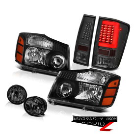 テールライト 2004-2014 For Nissan Titan Smoked Fog Led Tube Tail Infinity Black Head Lights 日産タイタン用スモークフォグLedチューブテールインフィニティブラックヘッドライト