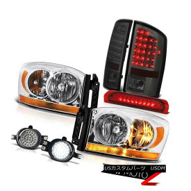 テールライト 2006 Ram 4.7L Euro Chrome Headlights Foglamps Red 3RD Brake Light Rear Lamps 2006ラム4.7Lユーロクロームヘッドライトフォグランプ赤3RDブレーキライトリアランプ