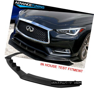 エアロパーツ Fits 17-18 Infiniti Q60 Coupe IKON V3 Style Front Bumper Lip Splitter - PU フィット17-18インフィニティQ60クーペIKON V3スタイルフロントバンパーリップスプリッター - PU