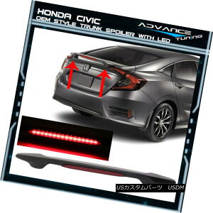 GAp[c 16-18 Honda Civic X 10th 4Dr Unpainted ABS OE Trunk Spoiler With LED Brake Light 16-18z_VrbNX 10th 4Dr LEDu[LCgthABS OEgNEX|C[