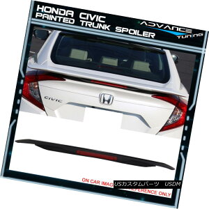 エアロパーツ 16-18 Honda Civic Sedan LED Trunk Spoiler OEM Painted NH731P Crystal Black Pearl 16-18ホンダシビックセダンLEDトランクスポイラーOEM塗装NH731Pクリスタルブラックパール