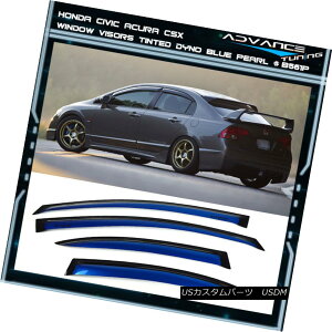 GAp[c Fits 06-11 Civic CSX Sedan Window Visors 4Pc Painted Dyno Blue Pearl tBbg611VrbNCSXZ_̃oCU[4hDynou[p[