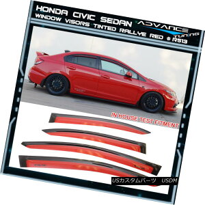 GAp[c Fits 12-15 Civic Sedan Window Visors 4Pc Painted Rallye Red Color Code #R513 12-15̎sZ_̃oCU[ɍ4Pchꂽ[ԐFR[hR513