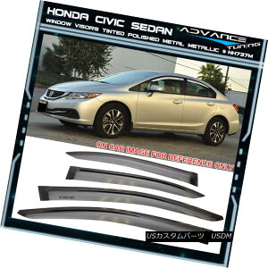エアロパーツ Fits 12-15 Civic Sedan Window Visors 4Pc Painted Metal Metallic #NH737M 12-15シビックセダンウインドバイザーにフィット4枚塗装金属メタリック#NH737M