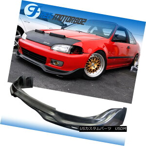 エアロパーツ Fit 1992-1995 Honda Civic PU Front Bumper Lip JDM JUN Style Black フィット1992-1995ホンダシビックPUフロントバンパーリップJDM JUNスタイルブラック
