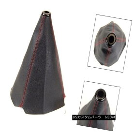 エアロパーツ 9" Black PVC Leather Shifter Shift Gear Knob Boot Cover w/ Red Stitch For VW 9 "ブラックPVCレザーシフターシフトギアノブブーツカバー/レッドステッチVW用