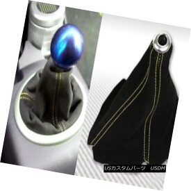 エアロパーツ YELLOW STITCH BLACK SUEDE SHIFTER SHIFT GEAR BOOT COVER MANUAL/AUTO USA イエローステッチブラックスエードシフターシフトギアブーツカバーMANUAL / AUTO USA