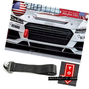 GAp[c Black Bumper Crash Beam Nylon Tow Hook Strap w/ Red Tow Arrow Sticker For Mini ubNop[NbVr[iCtbNXgbvt/bhXebJ[~jp