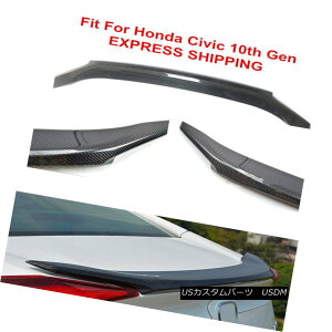 GAp[c Fit For Honda Civic 10th Gen 2016-2017 Real Carbon Fiber Rear Trunk Lip Spoiler z_VrbN10th Gen 2016-2017AJ[{t@Co[AgNbvX|C[