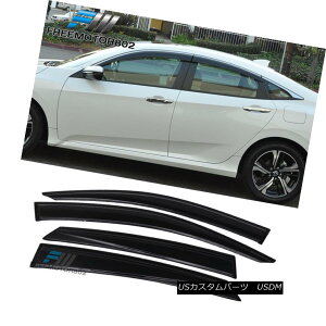 �G�A���p�[�c Fit 16-18 Honda Civic 10th Gen X OE Style Sun Rain Guard Window Visors Deflector �K��16-18�z���_�V�r�b�N��10����X OE�X�^�C���T�����C���K�[�h���o�C�U�[�f�B�t���N�^�[ �y���s�A���i�z