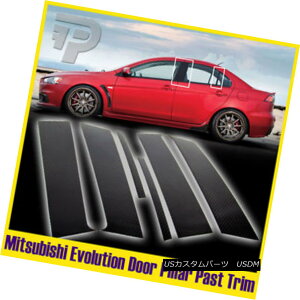 エアロパーツ Carbon For Mitsubishi EVO X Evolution Door Pillar Post Trim Cover 6 Pcs 08-15 三菱EVO Xエボリューションドアピラーポストトリムカバー6本用カーボン08-15