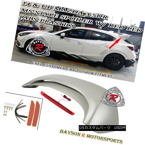 GAp[c MS-Style Rear Roof Spoiler (ABS) + Red Lens LEDs Fits 14-18 Mazda 3 Hatch 5dr MS-X^CAE[tEX|C[iABSj+bhEYLED 14-18}c_3nb`5dr