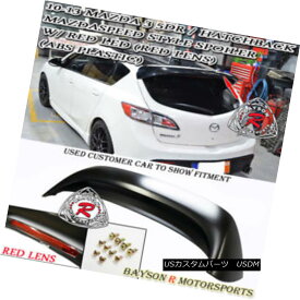 エアロパーツ MS-Style Rear Roof Spoiler (ABS) + Red Lens LEDs Fits 10-13 Mazda 3 Hatch 5dr MS-スタイルリア・ルーフ・スポイラー（ABS）+レッド・レンズLED 10-13 Mazda 3 Hatch 5dr