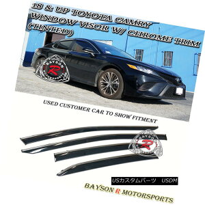GAp[c Window Rain Guard Visors (Tinted) with Chrome Trim Fits 18-Up Toyota Camry N[g18C`g^JɃtBbgEChCK[hoCU[iFtj