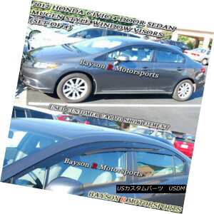 �G�A���p�[�c Mu-gen Style Window Rain Guard Visors (Tinted) Fits 12-15 Civic 4dr Mu-gen�X�^�C���̃E�B���h�E���C���K�[�h�o�C�U�[�i���F�j12-15 Civic 4dr �y���s�A���i�z