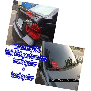 GAp[c Unpainted BMW E90 sedan high kick Performance type trunk spoiler + hood spoiler hBMW E90Z_nCLbNptH[}X^CṽgNEX|C[+t[hEX|C[H