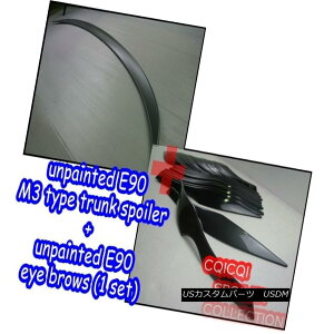 エアロパーツ Unpainted COMBO BMW 05-11 E90 3-series M3 type trunk spoiler + eye brows lid ◎ 塗装されていないコンボBMW 05-11 E90 3シリーズM3タイプのトランク・スポイラー+アイブロウの蓋?