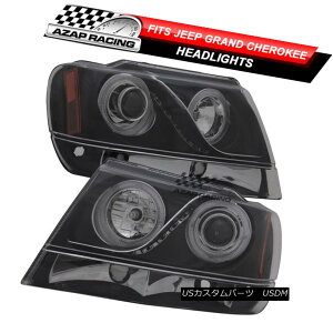 GAp[c 99 00-04 Black Halo Projector Headlamp Headlights LED Fits Jeep Grand Cherokee 99 00-04ubNn[vWFN^[wbhvwbhCgLEDWbvOh`FL[