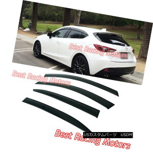 エアロパーツ JDM Style Side Window Visors Fits 14-18 Mazda 3 4/5dr JDMスタイルのサイドウィンドウバイザー14-18マツダ3 4 / 5drに適合