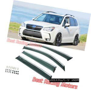 GAp[c JDM Style Side Window Visors + Chrome Molding Trims Fits 14-16 Subaru Forester JDMX^C̃TChEBhEoCU[+N[[fBOg14-16XotHX^[tBbg
