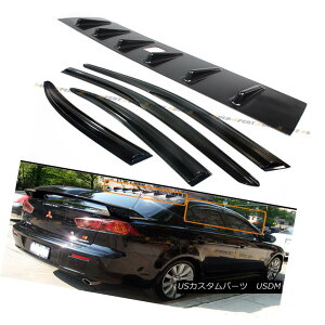 GAp[c FOR 08-16 MITSUBISHI LANCER SHARK FIN VORTEX GENERATOR SPOILER+ JDM WINDOW VISOR 08-16OHT[V[NtB{ebNXWFl[^X|C[+ JDMEChErW^[