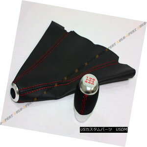 GAp[c M10 X 1.5 CHROME 5 SPEED SHIFT KNOB RED STITCHING + BLK LEATHER BOOT FOR HONDA M10 X 1.5N5Xs[hEVtgEmuEbhETCWO+ BLK LEATHER BOOT for HONDA