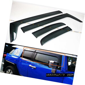 エアロパーツ FOR 2007-14 TOYOTA FJ CRUISER PREMIUM CLIP-ON OFFROAD SMOKE TINTED WINDOW VISOR 2007?14年トヨタFJクルーザープレミアムクリッピングオン・オフ・ソークティンテッド・ウインドウ・バイザー