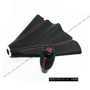 �G�A���p�[�c M10 X 1.25 BLACK LEATHER MANUAL SHIFT KNOB + BOOT W/ PINK STITCH FOR MITSUBISHI M10 X 1.25�u���b�N���U�[�}�j���A���V�t�g�L�[+�u�[�cW /�s���N�X�`�b�`�i�~�c�r�V�p�j �y���s�A���i�z